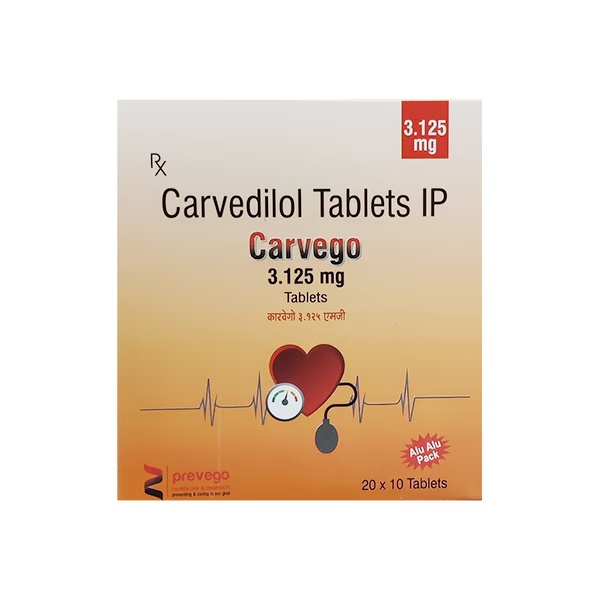 CARVEGO 3.125mg Tablet 10's