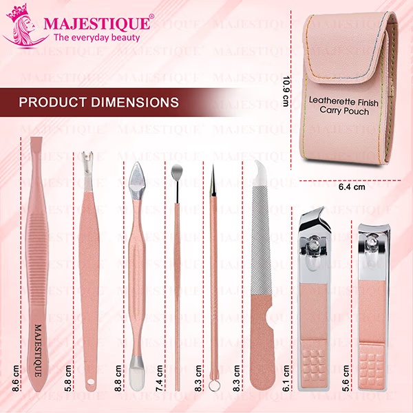 Majestique Manicure and Pedicure Set, Nail Clippers Kit and Cuticle Cleaning - Multicolor 1's