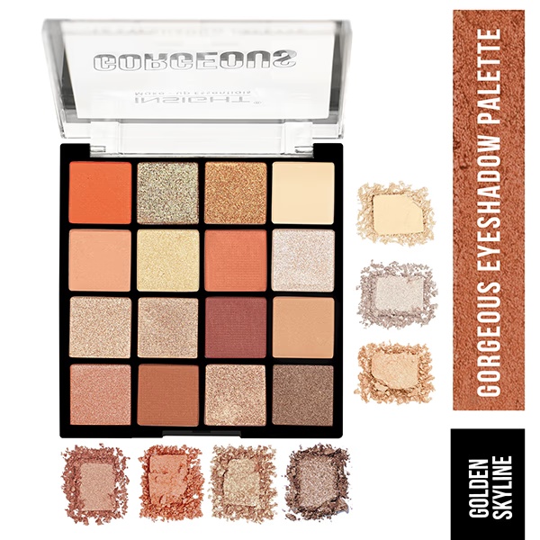 Insight Cosmetics Gorgeous 16 Eyeshadow Palette - Golden Skyline 37 gm