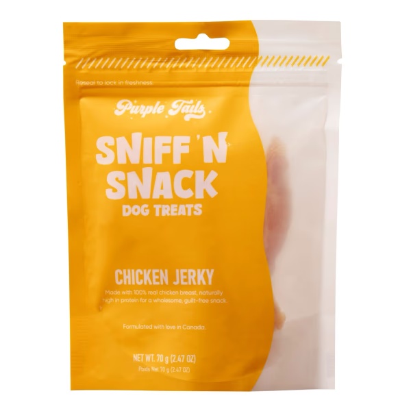 Purple Tails Sniff N Snack Dog Treats Chicken Jerky 70 g