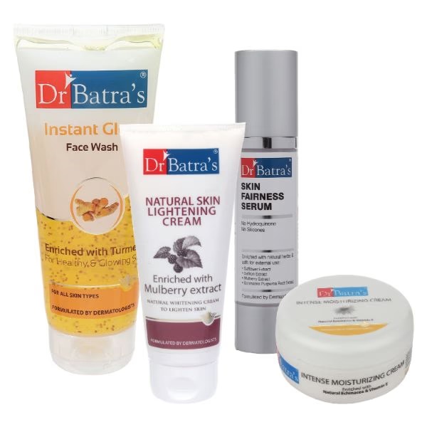 Dr Batra's Instant Glow Face Wash 200 gm + Natural Skin Lightening Cream 100 gm + Skin Fairness Serum 50 gm + Intense Moisturizing Cream 100 gm