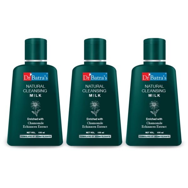 Dr Batra's Natural Cleansing Milk - Echinacea & Chamomile (Pack of 3 x 100 ml)