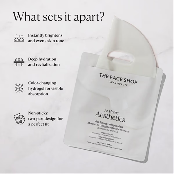 The Face Shop Vita-Toning Collagen Face Mask With Glutathione & Hyaluronic Acid 24 ml