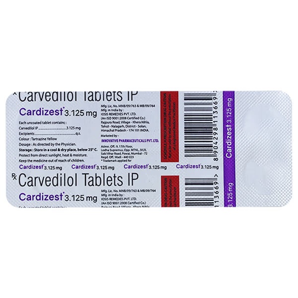 CARDIZEST 3.125mg Tablet 10's