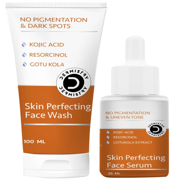 Dermistry No Pigmentation & Dark Spots Kojic Acid Skin Perfecting Face Wash 100 ml + No Pigmentation Kojic Acid Skin Perfecting Face Serum 30 ml