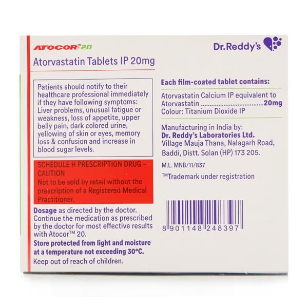 ATOCOR 20mg Tablet 15's