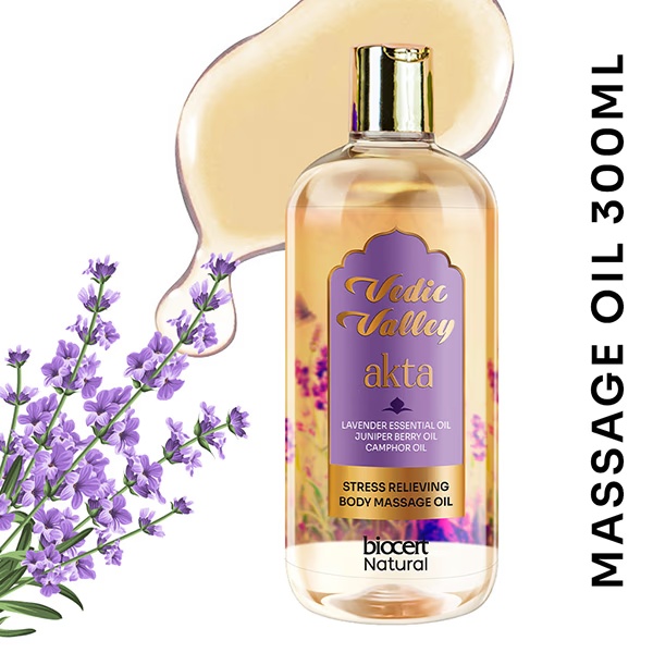 Vedic Valley LAVENDER STRESS RELIEVING BODY MASSAGE OIL CERTIFIED NATURAL 300 ml