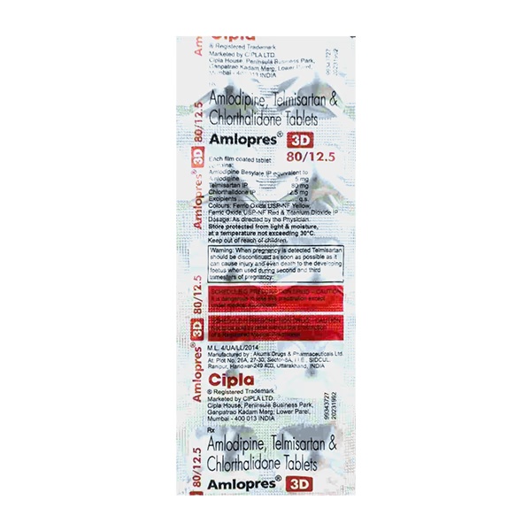 AMLOPRES 3D 80/12.5 Tablet 10's