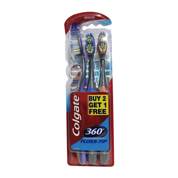 Colgate 360 Floss Tip Medium Toothbrush (Buy 2 Get 1)