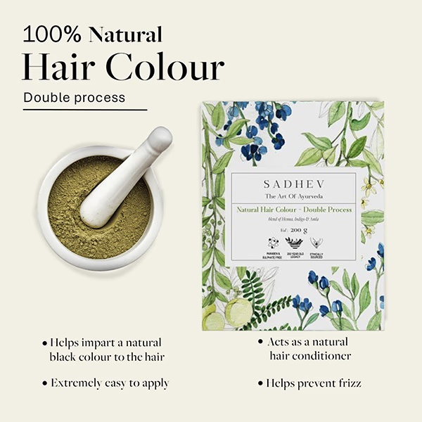 Sadhev Natural Hair Colour Powder - Double Process 200 gm