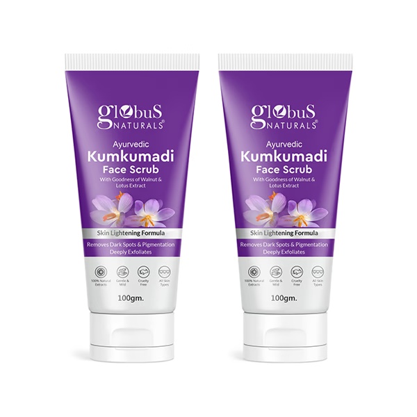 Globus Naturals Ayurvedic Kumkumadi Skin Lightening Face Scrub, 100gm each 2's