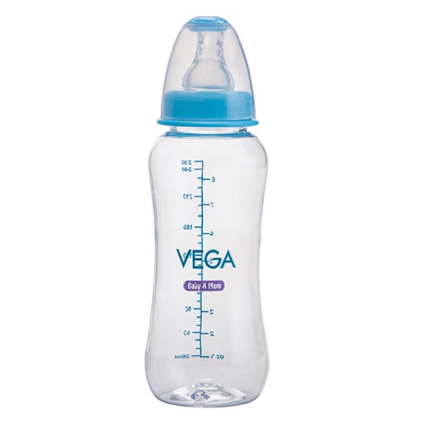 Vega Baby & Mom Tritan Feeding Bottle Regular Neck - Blue 250ml