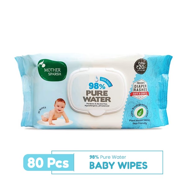 Mother Sparsh 98% Water Based Wipes 80's