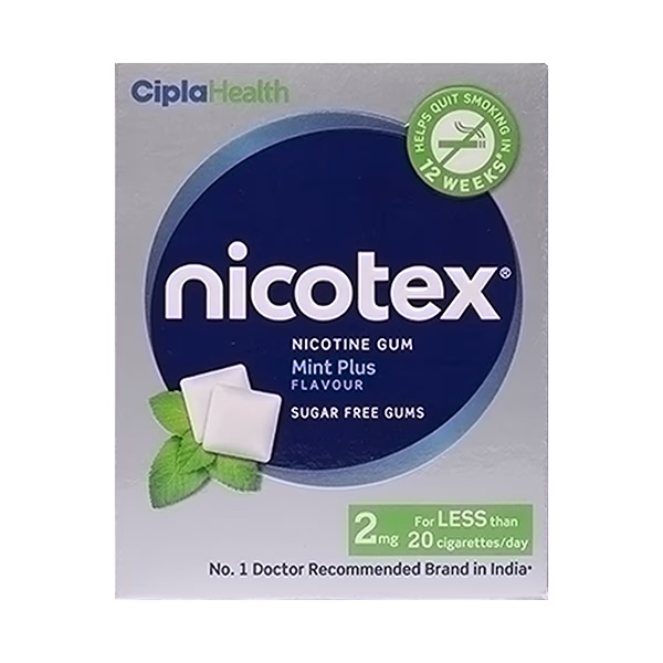 Nicotex 2mg Sugar Free Nicotine Gum - Mint Plus 12's