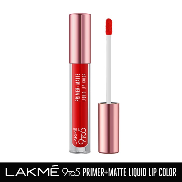 Lakme 9to5 Primer + Matte Liquid Lip Color MR1 Fiery Scarlet 4.2 ml