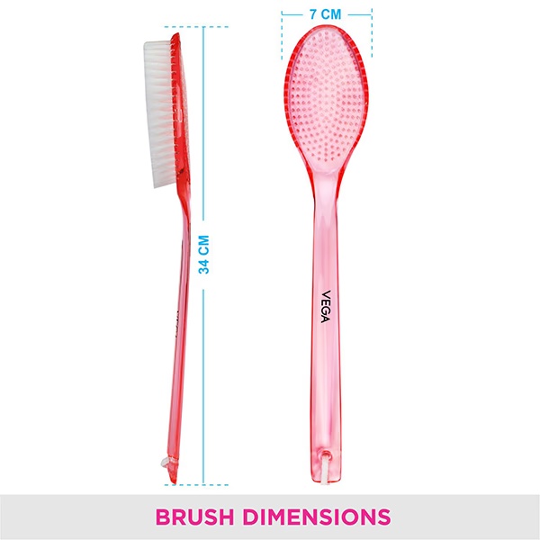 Vega New Luxury Bristle Bath Brush for Gentle Body Massage, Pink (BA-1/3) 170 gm