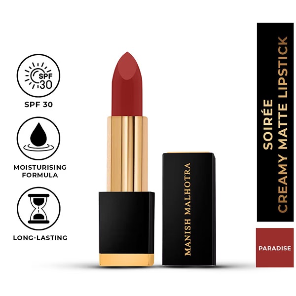 Myglamm Manish Malhotra Soiree Creamy Matte Lipstick - 02 Paradise 4.2 gm