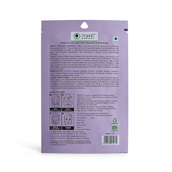 Organic Harvest Serum Mask - Shine & Glow 20gm