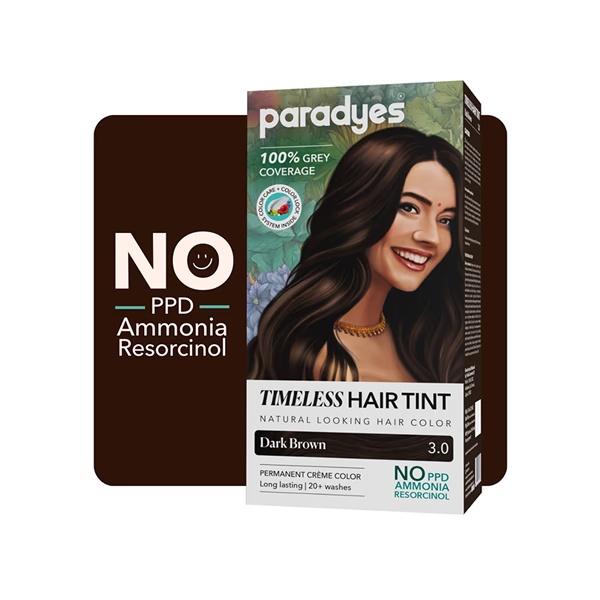 Paradyes Dark Brown Timeless Permanent Creme Hair Colour for Complete Grey Coverage, 3.0 Dark Brown 160 gm