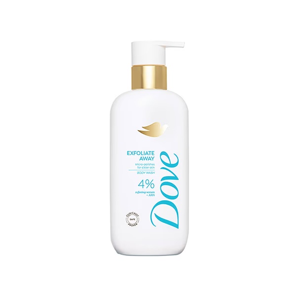Dove 4% Refining Serum + AHA Exfoliate Away Serum Body Wash, 300 ml
