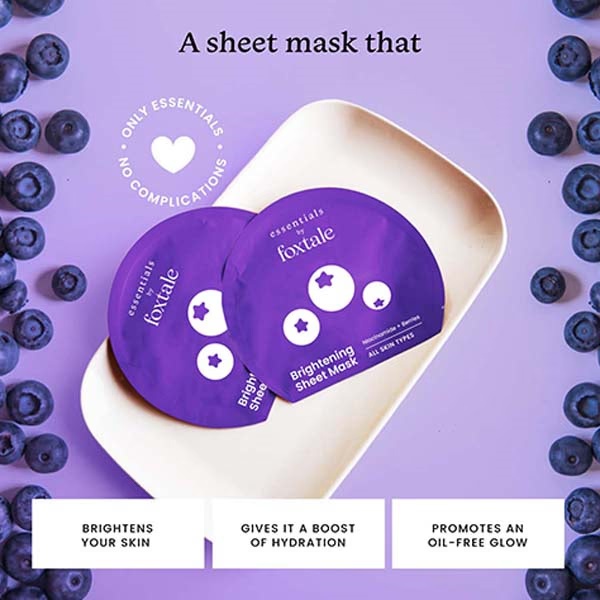 Foxtale Essentials Brightening Sheet Mask with Niacinamide and Berries 26 gm