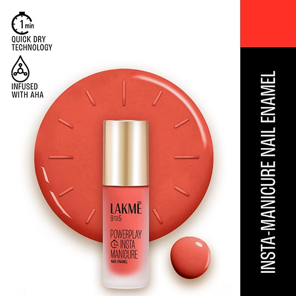 Lakme 9To5 Powerplay Insta-Manicure Nail Enamel Coral Cloud 6 ml