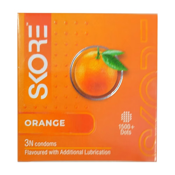 Skore 1500+ Raised Dots Condoms - Orange 3's