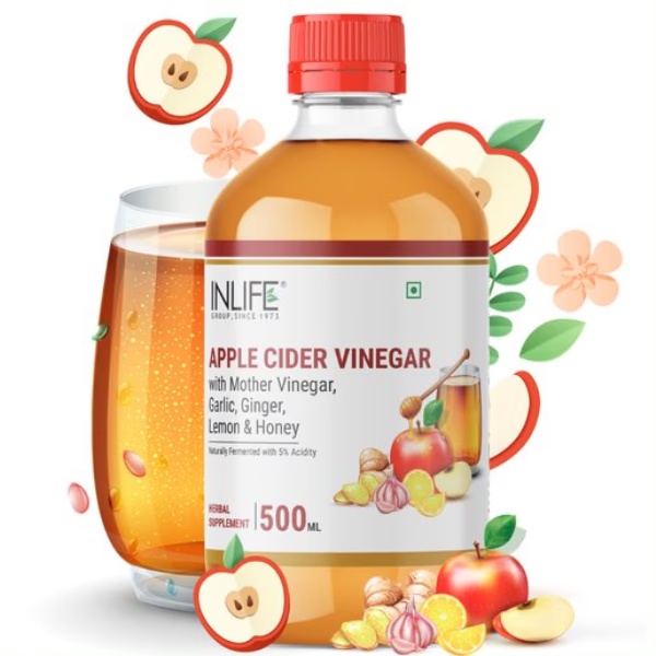 INLIFE Apple Cider Vinegar with Garlic Ginger Lemon Honey & Mother of Vinegar 500 ml