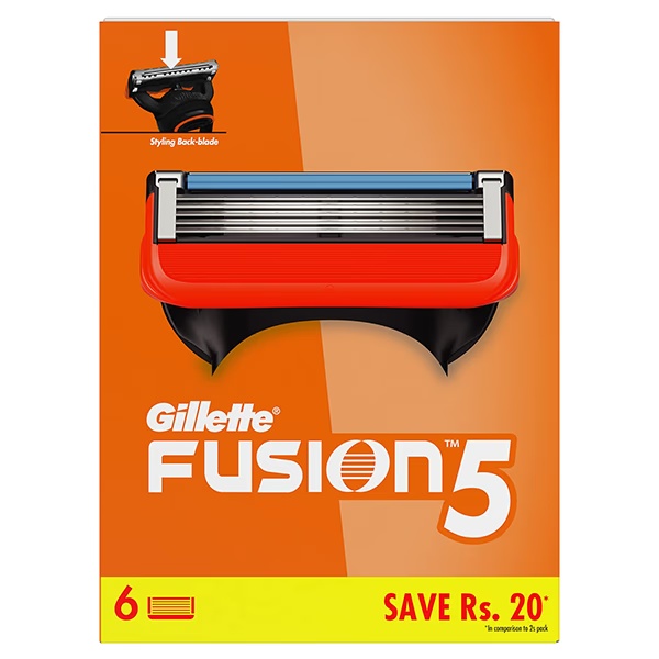 Gillette Fusion Manual Blades - 6 Count for Styling Back Blade 6's