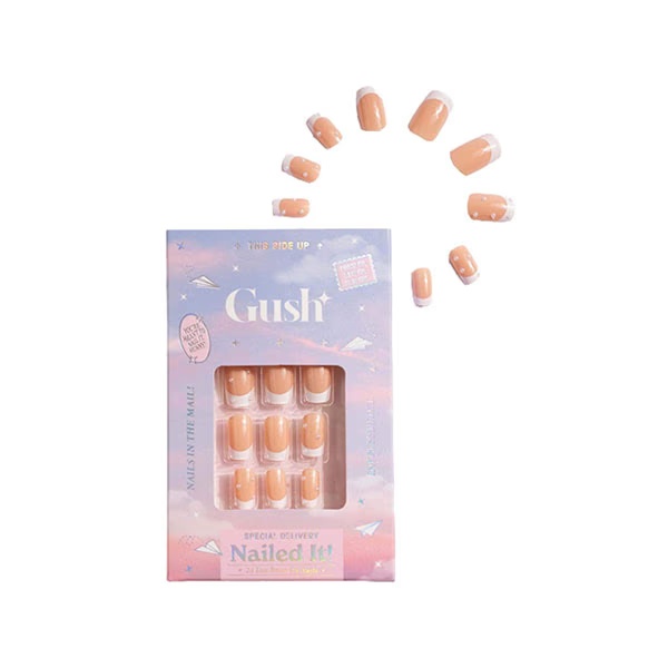 Gush Beauty Nailed It Reusable Luxury Press On Nails With Application Kit French Gems - Medium Square 1's