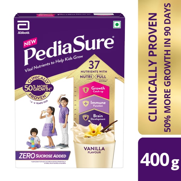 Pediasure Zero Sucrose Nutrition Powder - Vanilla Flavour 400 gm (Refill Pack)