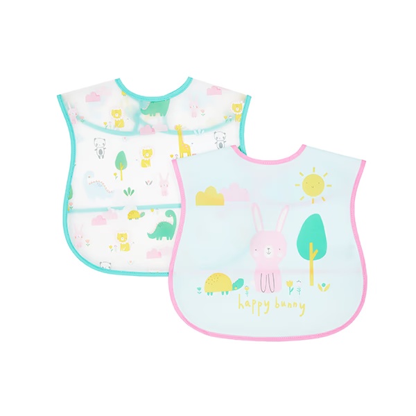 Mothercare Bunny Crumb Catcher Bibs - Multicolor (Pack of 2)