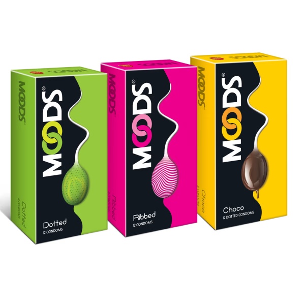 Moods Condoms Combo - Dotted + Ribbed + Choco (Pack of 12's Each)
