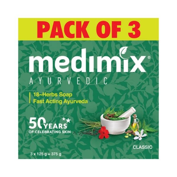 Medimix Ayurvedic Classic 18 Herbs Soap 125gm each 3's