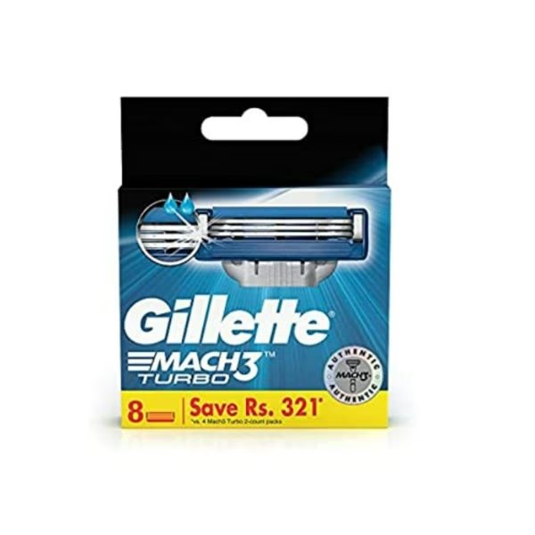 Gillette Mach3 Turbo 3-Bladed Cartridges With Comfort Gel Bar 8's