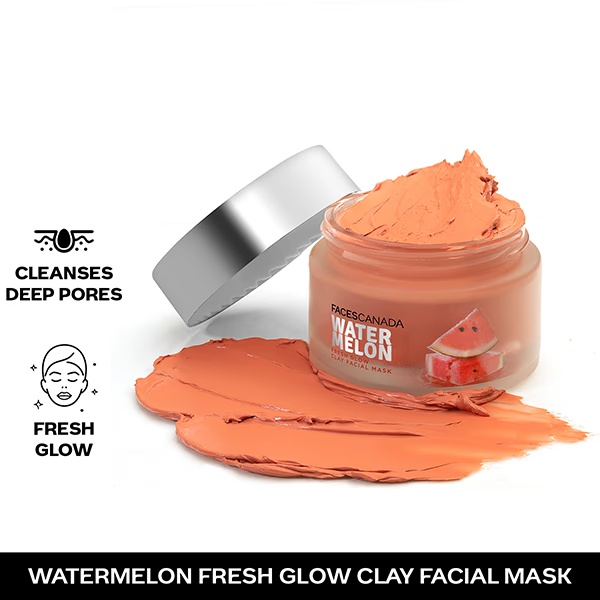 FACES CANADA Watermelon Fresh Glowy Clay Facial Mask Watermelon Extract & Bentonite Clay 50 gm