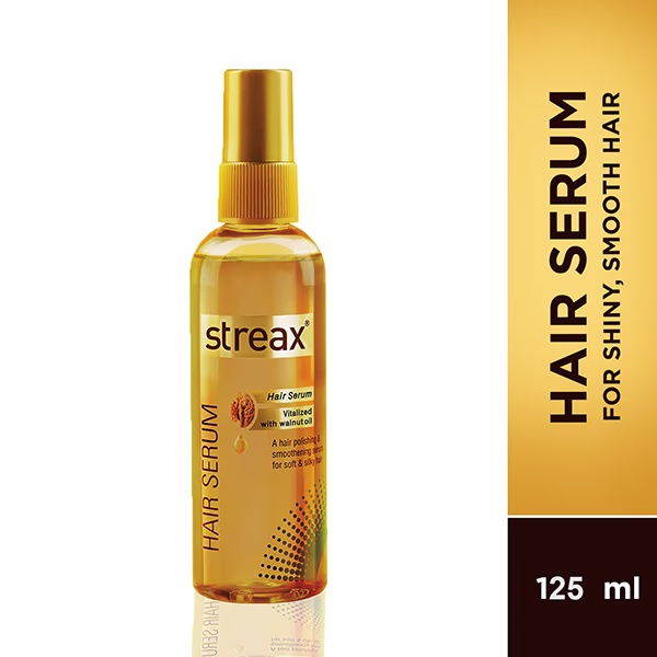 Streax Hair Serum Vitalized with Walnut Oil, For Hair Smoothening & Shine, For Dry & Frizzy Hair 125 ml
