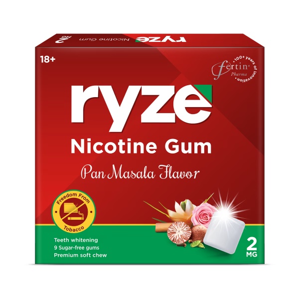 Ryze 2 mg Sugar Free Nicotine Gums - Paan Masala 9's