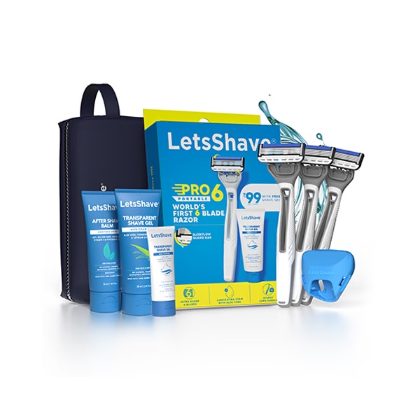 Letsshave Pro 6 Portable Kit (Razor + Shave Gel + After Shave Balm+Travel Pouch + Razor Travel Cap) 1's