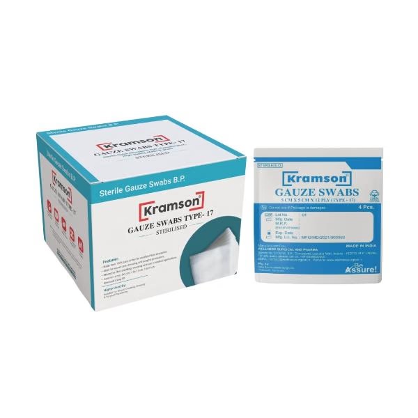 Wellness Kramson Gauze Swab (5 Cm x 5 Cm x 12 Ply) 4's