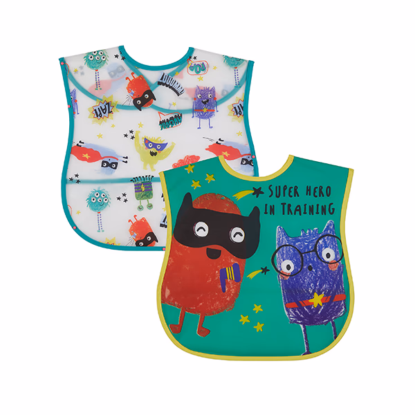 Mothercare Monster Toddler Crumb Catcher Bibs - Blue (Pack of 2)