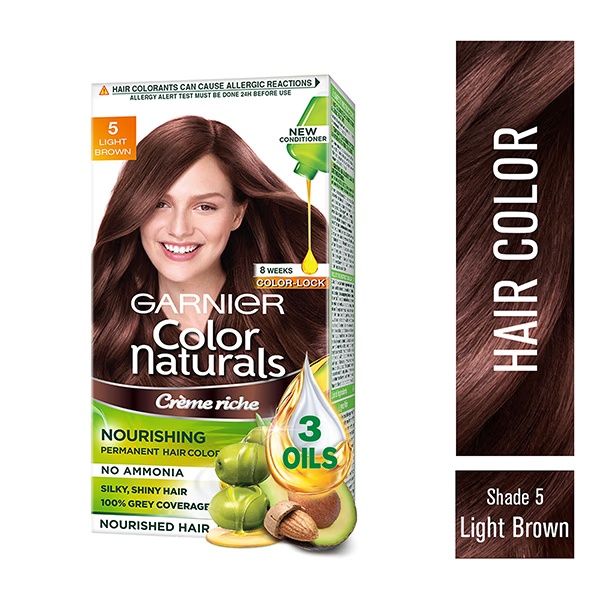 Garnier Color Naturals Creme Riche Hair Color, Shade 5 Light Brown, 70ml + 60gm 1's