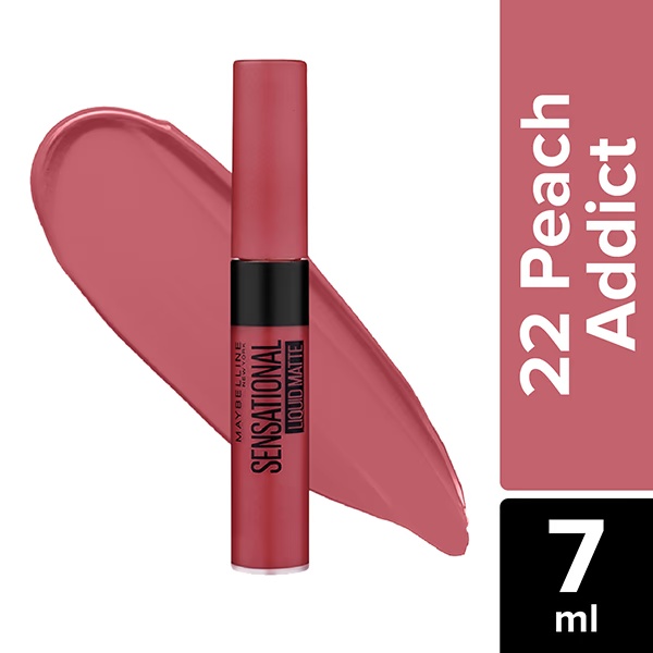 Maybelline New York Sensational Liquid Matte Lipstick, 22 Peach Addict 7 ml