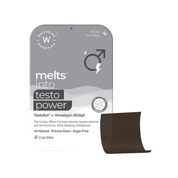 Wellbeing Nutrition Melts Testo Power Testofen, Himalayan Shilajit, Ginkgo biloba 30 Strips