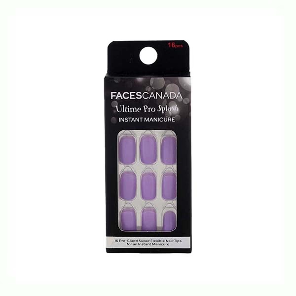 Faces Canada Ultime Pro Splash Instant Manicure - Viola , Press On Nail Extensions - 16 Pcs 1's