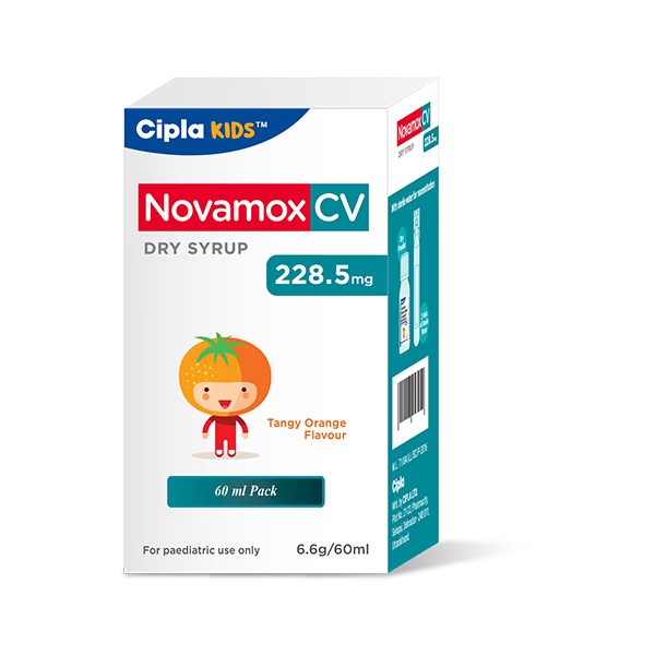 NOVAMOX CV 228.5MG TANGY ORANGE FLAVOUR Dry Syrup 60ml