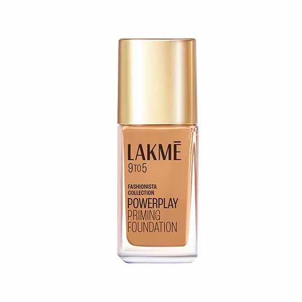 Lakme 9to5 Powerplay Priming Foundation, Built in Primer, Long-Lasting, SPF 20, Warm Caramel, 25 ml