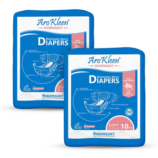 AroKleen Overnight Disposable Adult Diapers (XL) (127 cm - 170.18 cm) (Pack of 2 x 10's) 1's