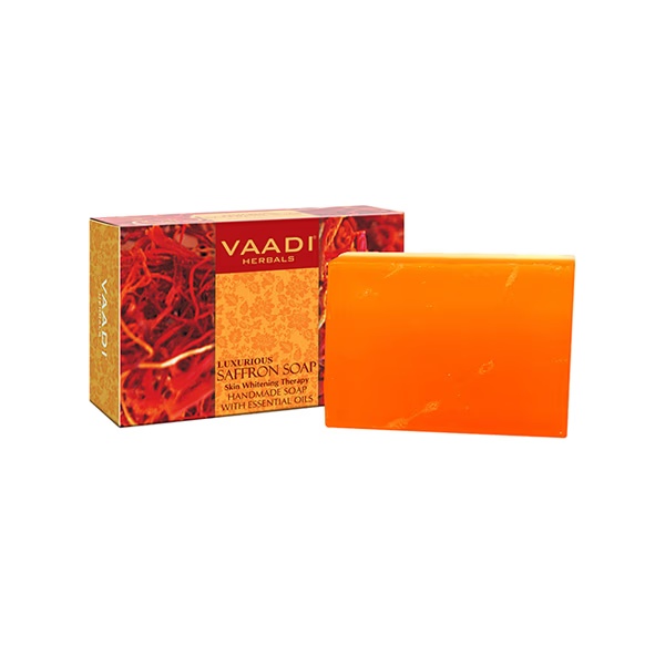 Vaadi Herbals Handmade Soap with Essential Oils - Luxurious Saffron Skin Whitening Therapy 75gm