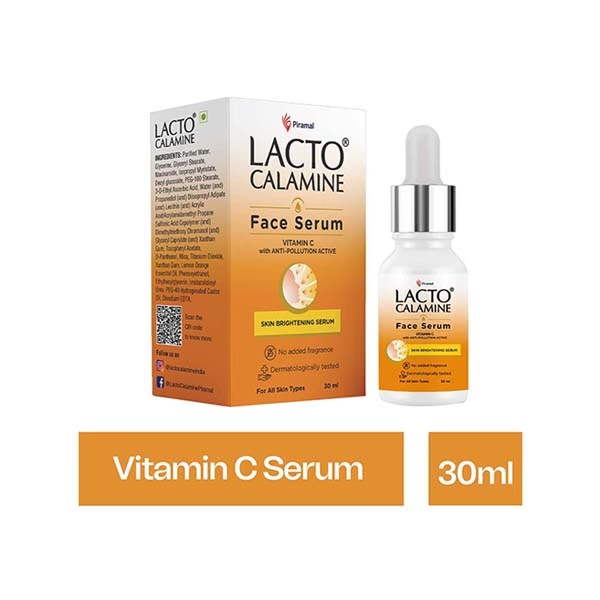 Lacto Calamine Vitamin C Serum with Pollushield, Vitamin E, B3 and B5, Skin Brightening Serum 30 ml